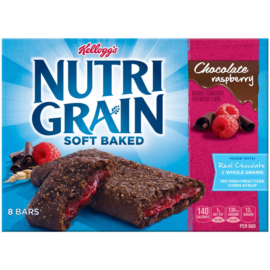 slide 1 of 7, Nutrigrain Nutri-Grain Chocolate Raspberry, 8 ct