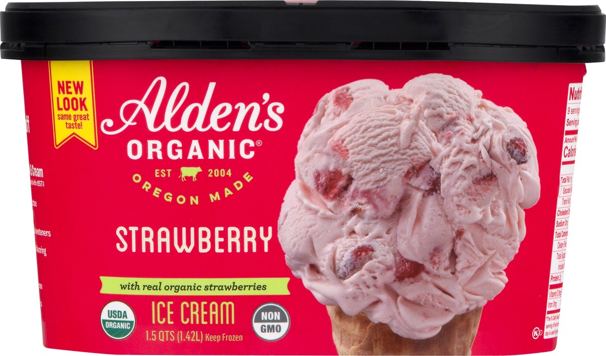 slide 6 of 9, Aldens Organic Organic Strawberry Ice Cream, 48 fl oz