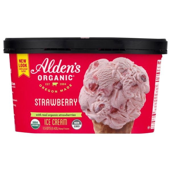 slide 1 of 2, Alden's Organic Strawberry Ice Cream, 48 fl oz