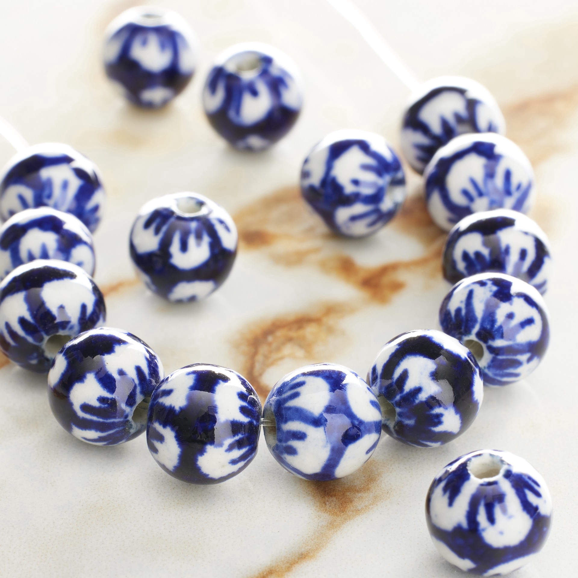 slide 3 of 3, Cream Sapphire Ceramic Round Beads, 8mm By Bead Landing, 8mm