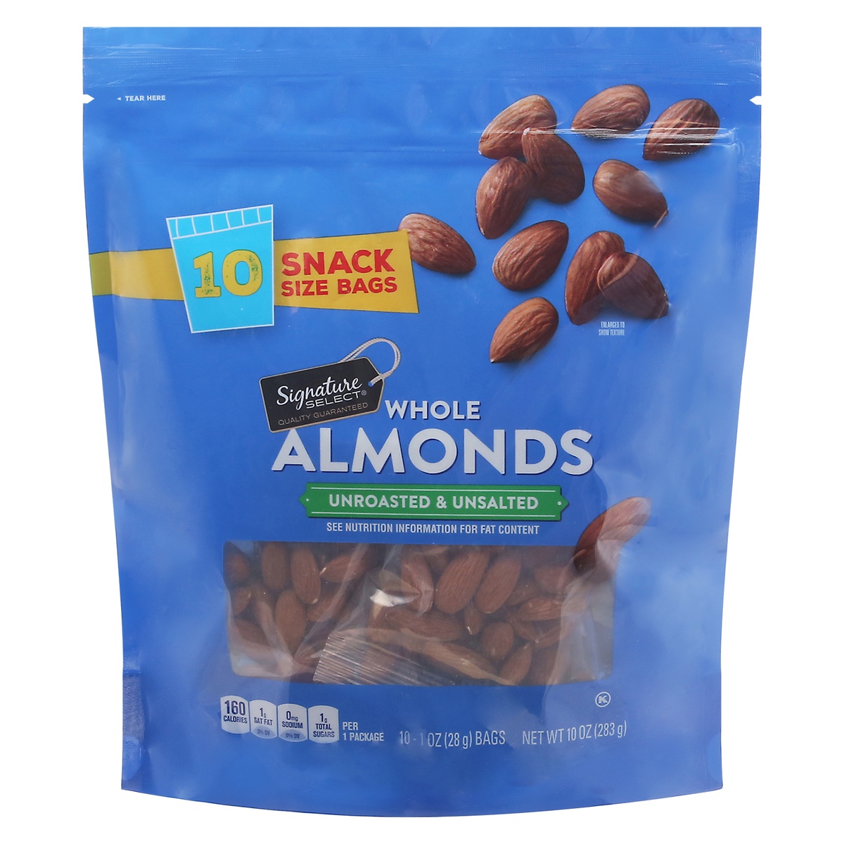 slide 1 of 1, Signature Select Almonds Whole Unsalted Multi Pack, 10 ct; 1 oz