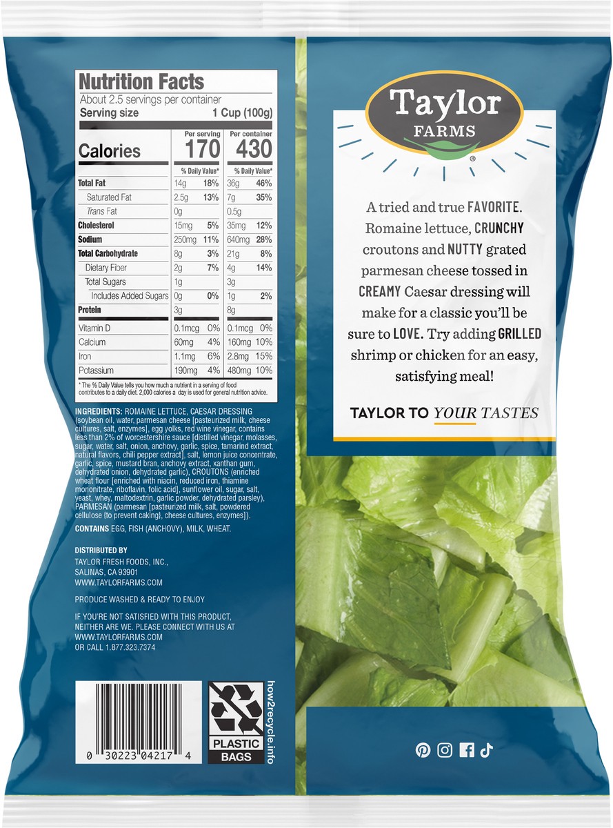 slide 2 of 3, Taylor Farms Everyday Caesar Salad Kit, 8.87 oz, 1 ct
