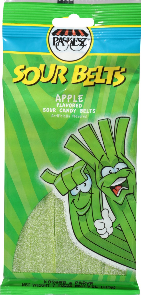 slide 4 of 13, Paskesz Long Sour Belt Apple Candy, 4 oz