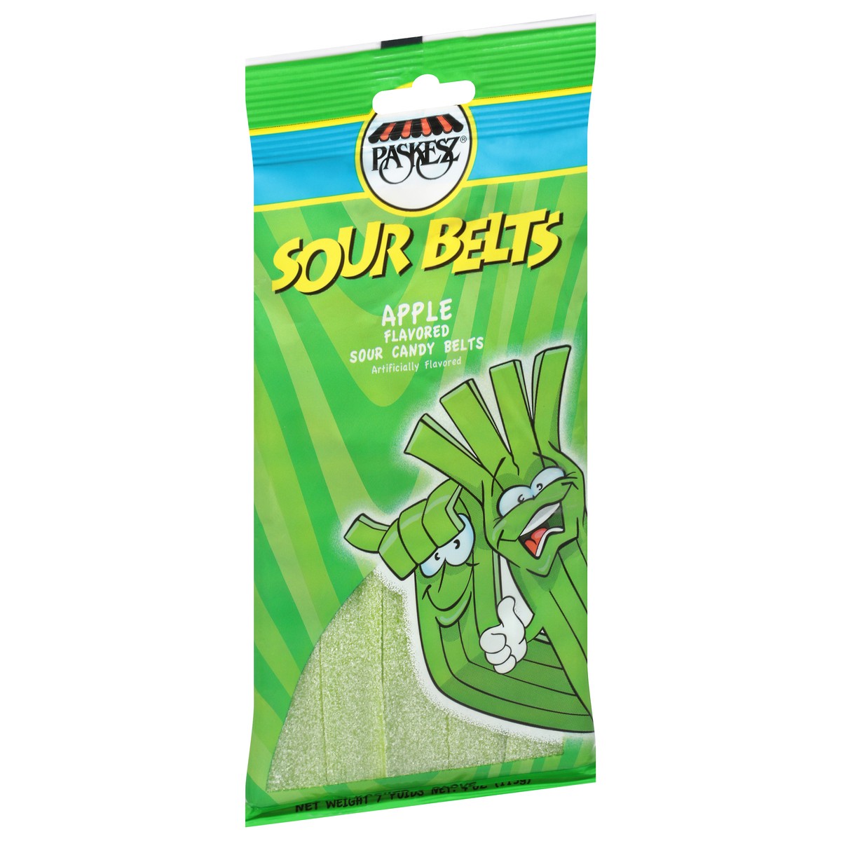 slide 7 of 13, Paskesz Long Sour Belt Apple Candy, 4 oz