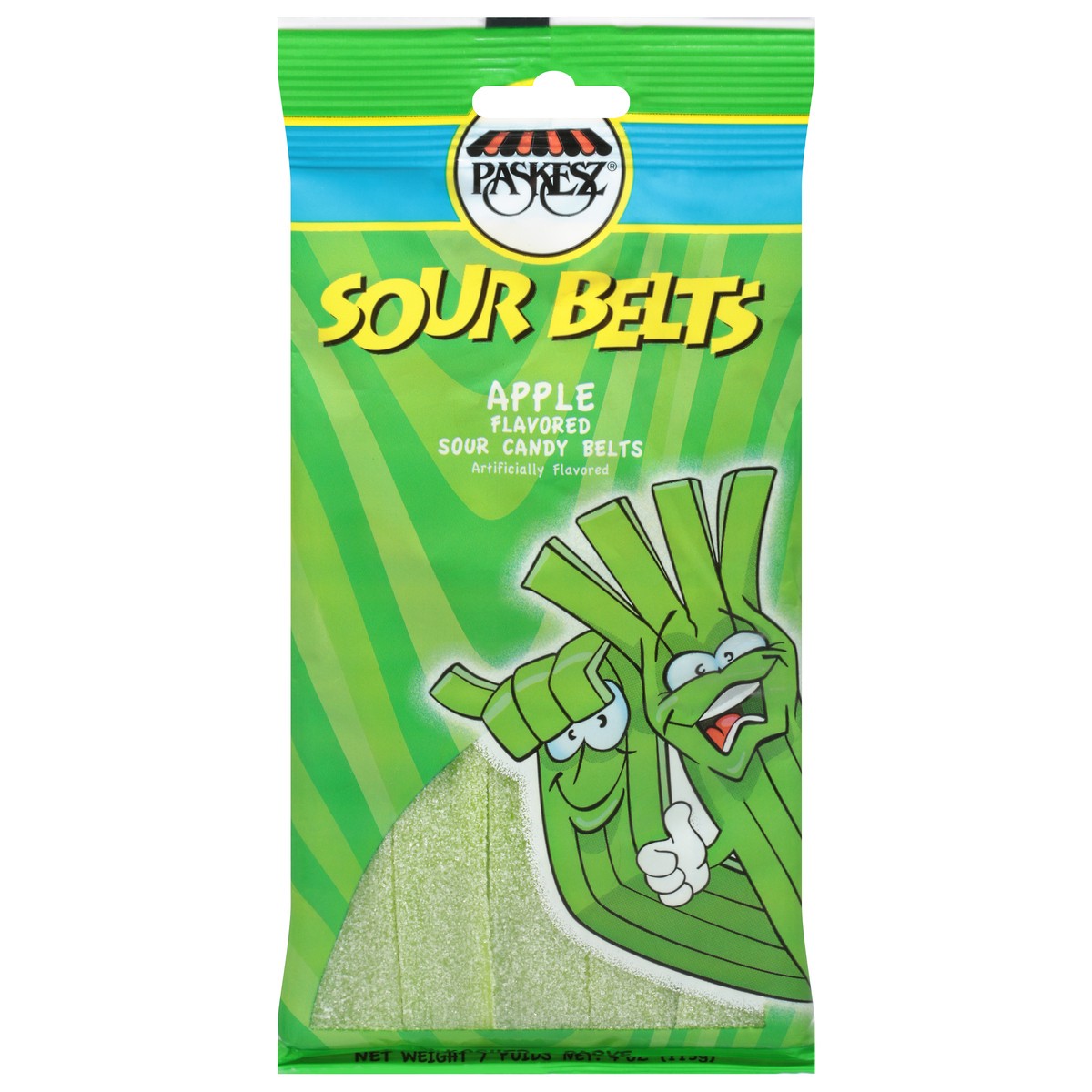 slide 1 of 13, Paskesz Long Sour Belt Apple Candy, 4 oz