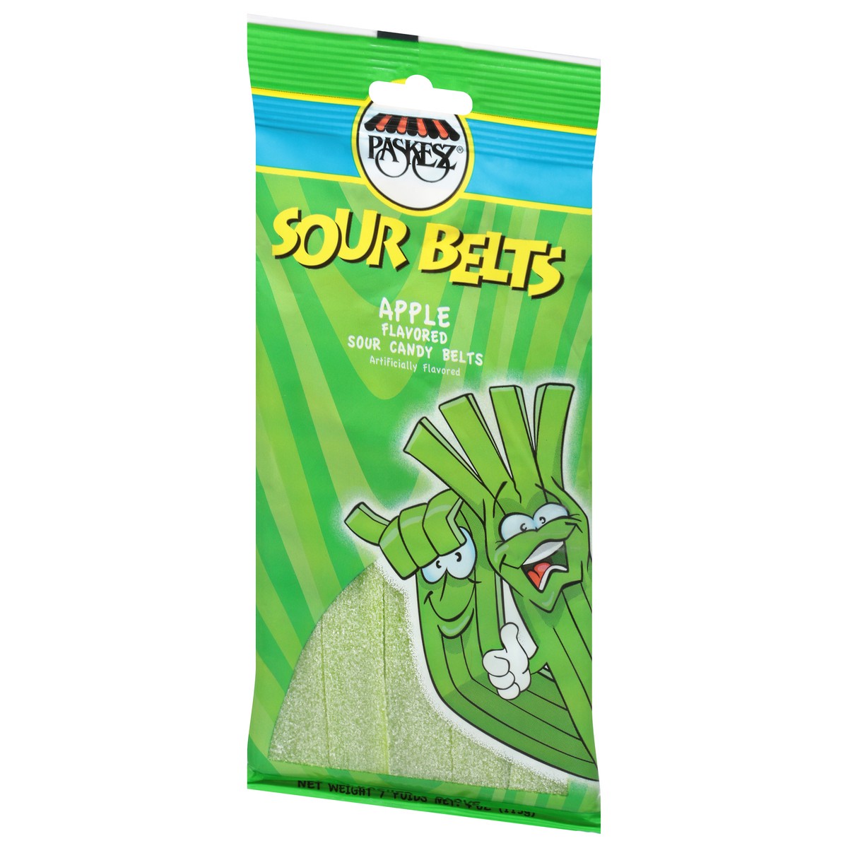 slide 11 of 13, Paskesz Long Sour Belt Apple Candy, 4 oz