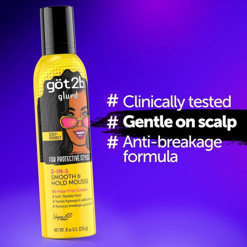 slide 5 of 10, Got2B Glued Smooth & Hold Hair Mousse - 8oz, 8 oz