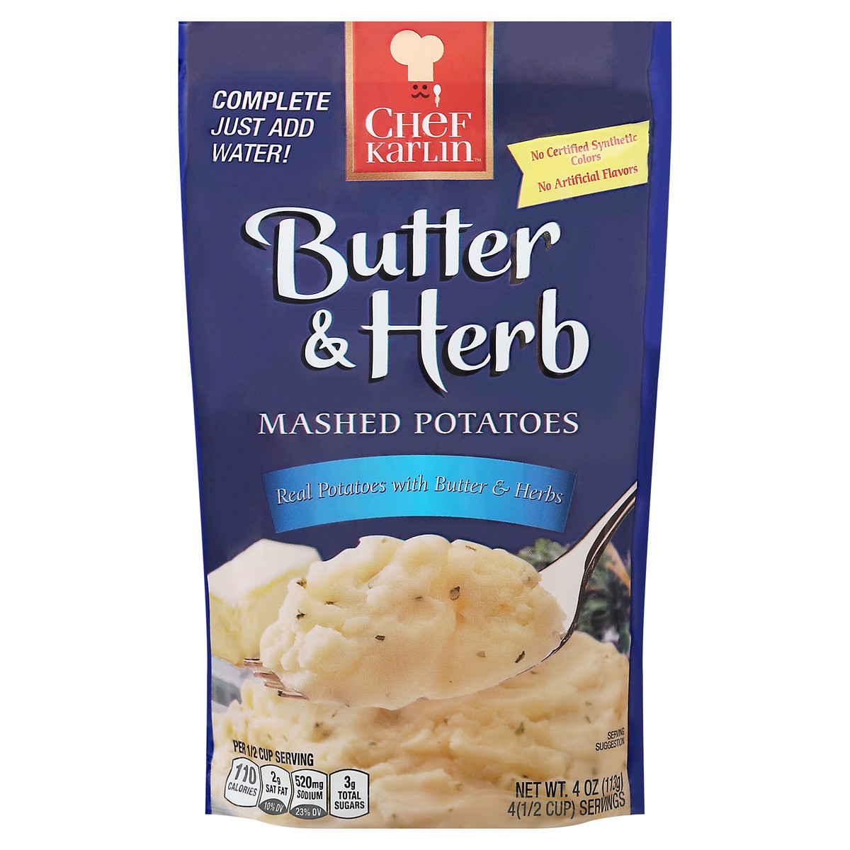 slide 2 of 14, Karlin Foods Chef Karlin Butter & Herb Mashed Potatoes 4 oz, 4 oz