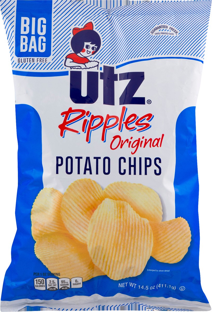 slide 12 of 13, Utz Ripples Big Bag Original Potato Chips 14.5 oz, 16 oz