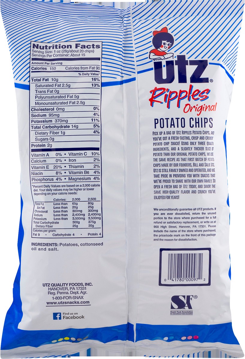 slide 9 of 13, Utz Ripples Big Bag Original Potato Chips 14.5 oz, 16 oz