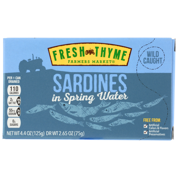 slide 1 of 1, Fresh Thyme Sardines In Spring Water, 1 ct