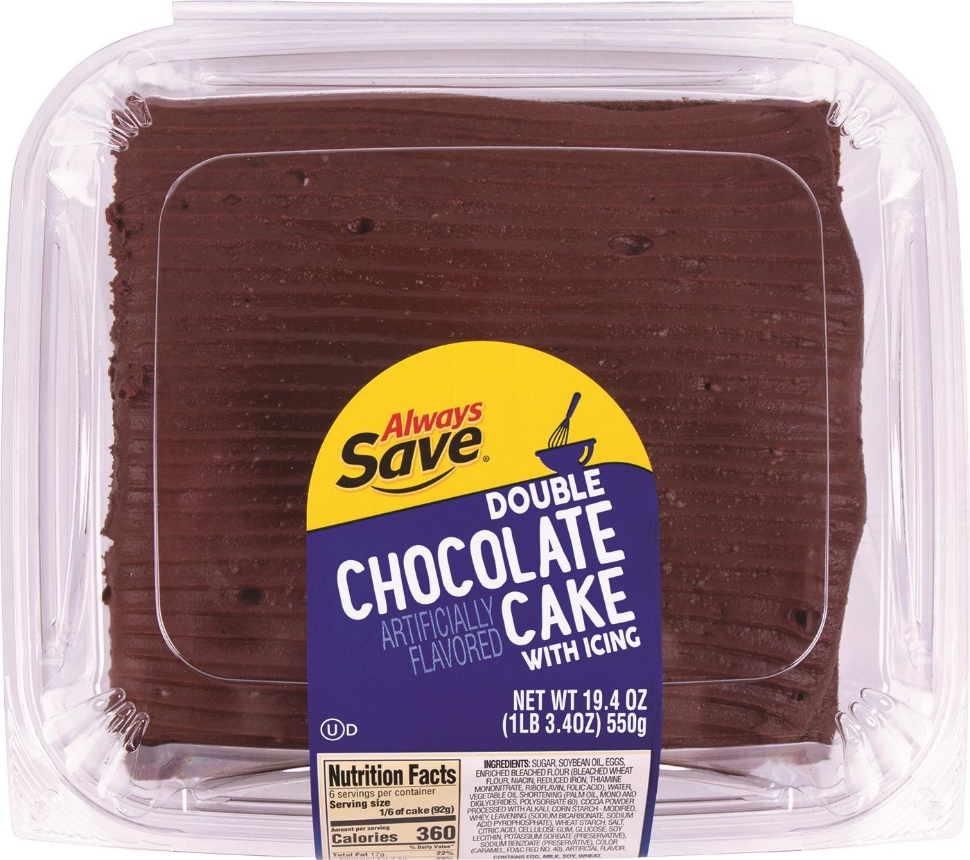 slide 1 of 1, Always Save Double Chocolate Cake Square, 19.4 oz