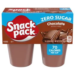 Snack Pack Zero Sugar Chocolate Pudding, 3.25 oz Pudding Cups, 4 Count