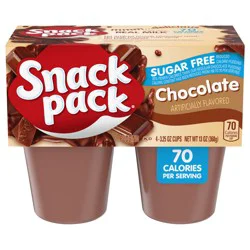 Snack Pack Sugar Free Chocolate Pudding, 3.25 oz Pudding Cups, 4 Count