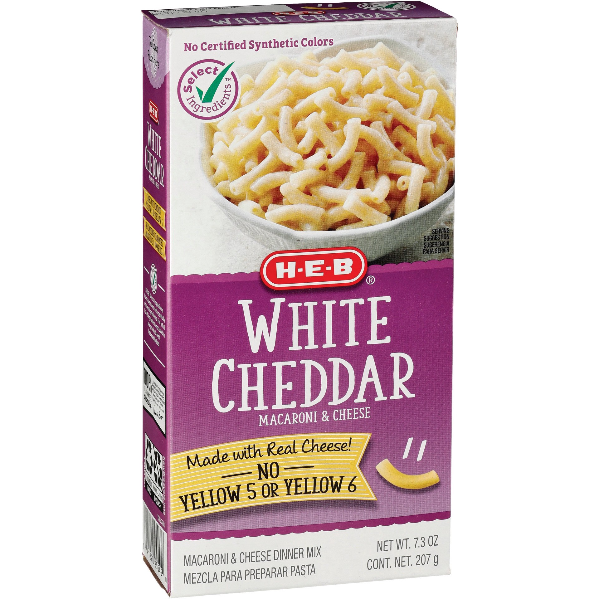 slide 1 of 1, H-E-B White Cheddar Macaroni & Cheese, 7.25 oz