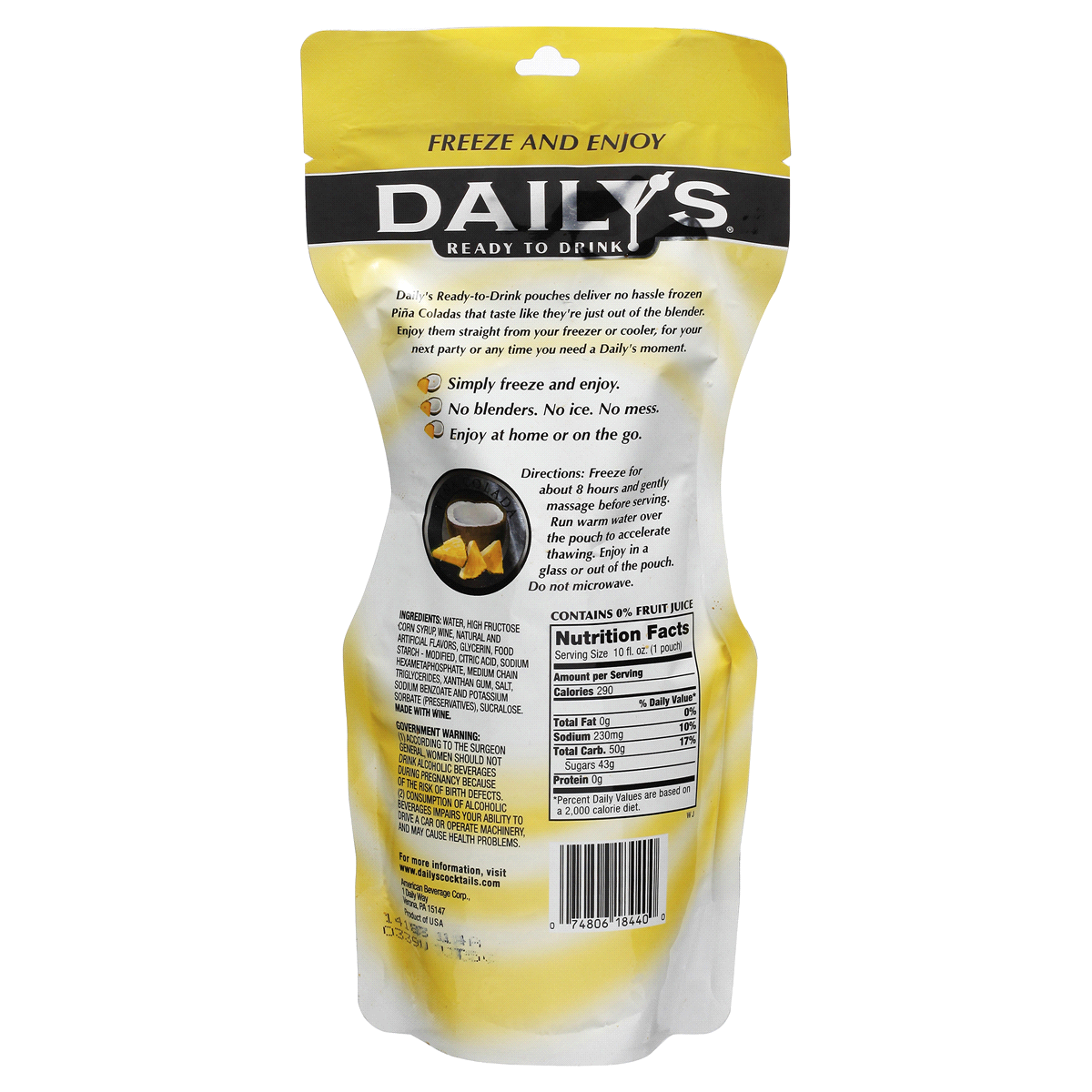 slide 2 of 2, Daily's Frozen Pina Colada Pouch, 10 oz