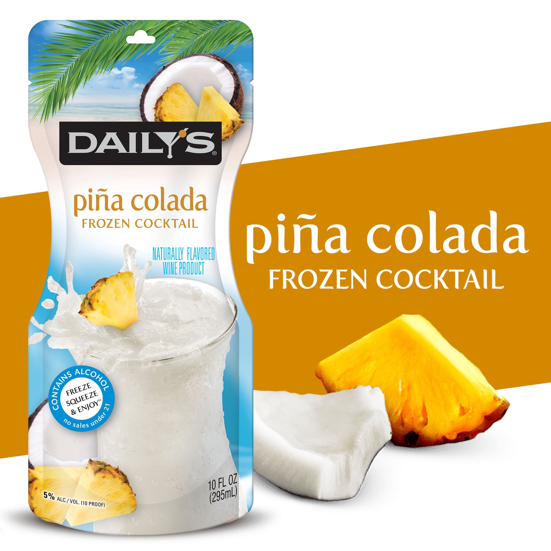 slide 1 of 9, Daily's Daily''s Pina Colada Ready to Drink Frozen Cocktail, 10 FL OZ Pouch, 10 oz