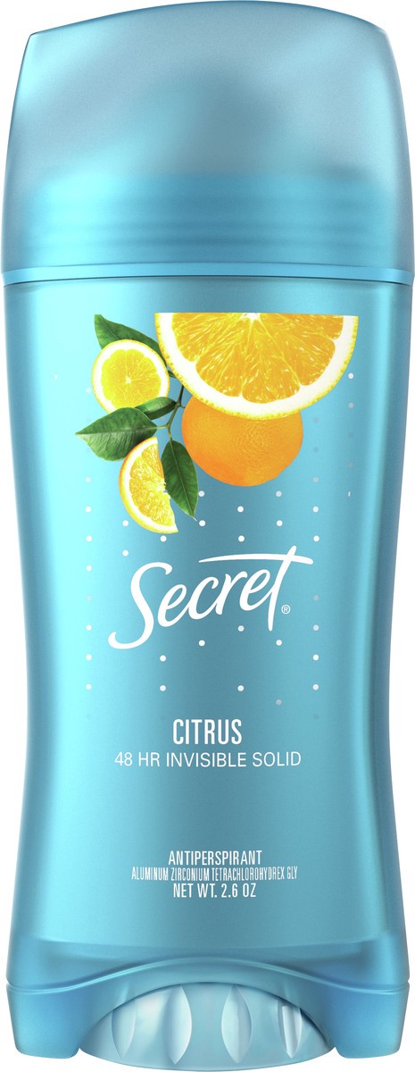 slide 3 of 3, Secret Invisible Solid Antiperspirant and Deodorant, Citrus Scent, 2.6 oz, 2.6 oz