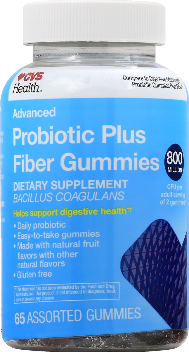 slide 3 of 10, CVS Health Advanced Probiotic Gummies Plus Fiber, 65 Ct, 65 ct
