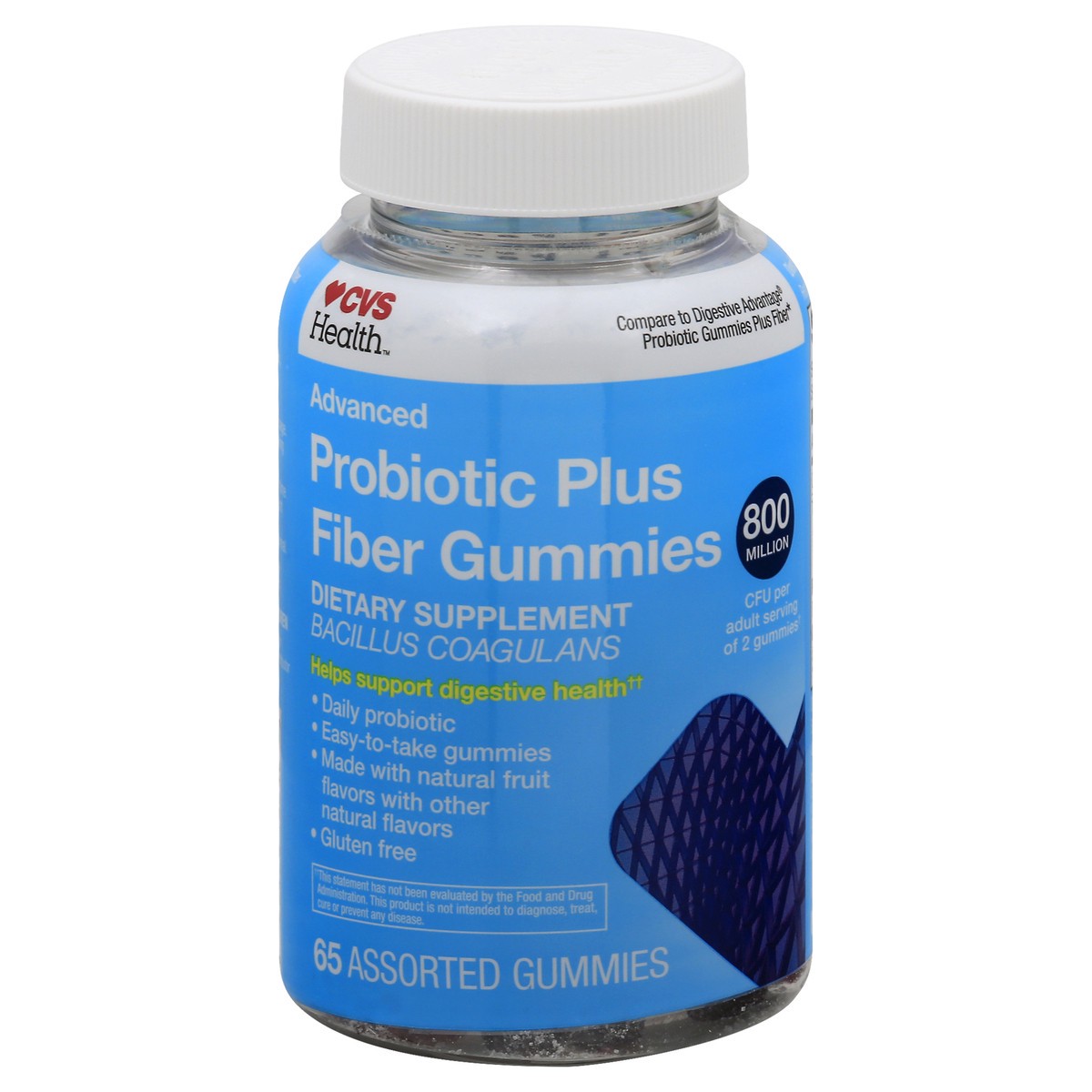 slide 5 of 10, CVS Health Advanced Probiotic Gummies Plus Fiber, 65 Ct, 65 ct