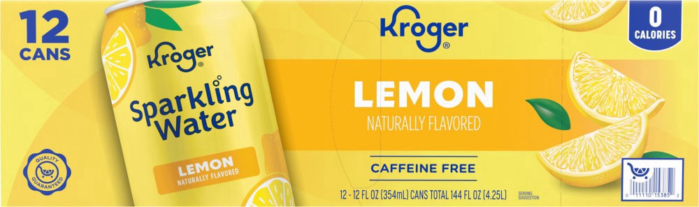 slide 2 of 2, Kroger® Caffeine Free Lemon Sparkling Water, 12 ct; 12 fl oz
