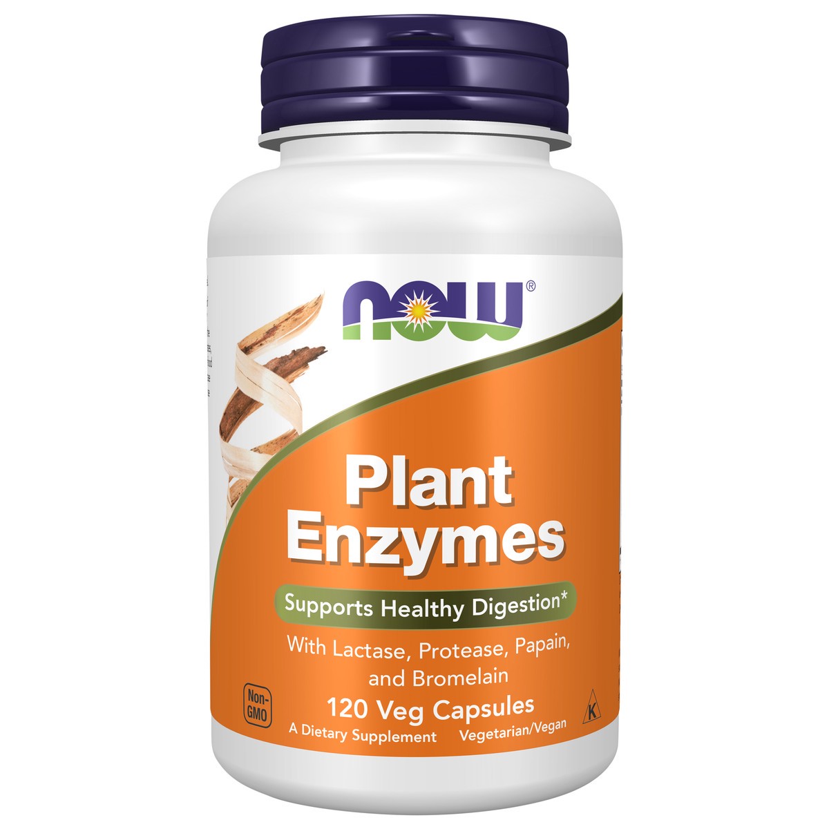 slide 1 of 7, NOW Plant Enzymes - 120 Veg Capsules, 120 vc
