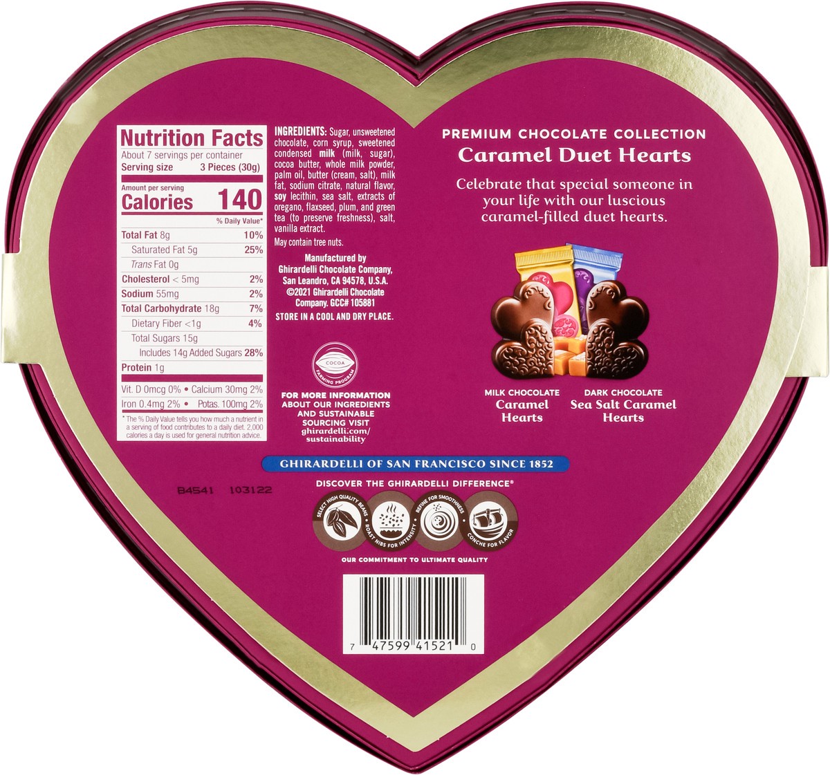 slide 7 of 9, Ghirardelli Caramel Duet Hearts Premium Chocolate Collection 7 oz, 7 oz