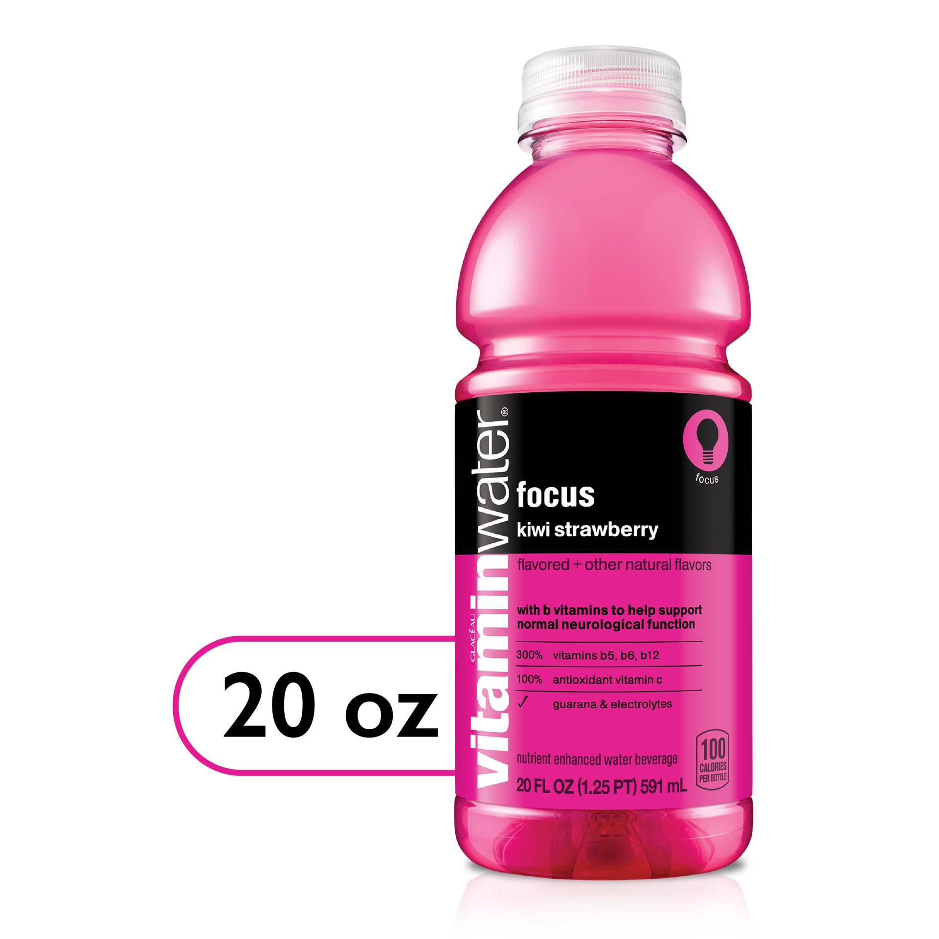 slide 1 of 3, Vitaminwater Focus Electrolyte Enhanced Water W/ Vitamins, Kiwi-Strawberry Drink- 20 fl oz, 20 fl oz