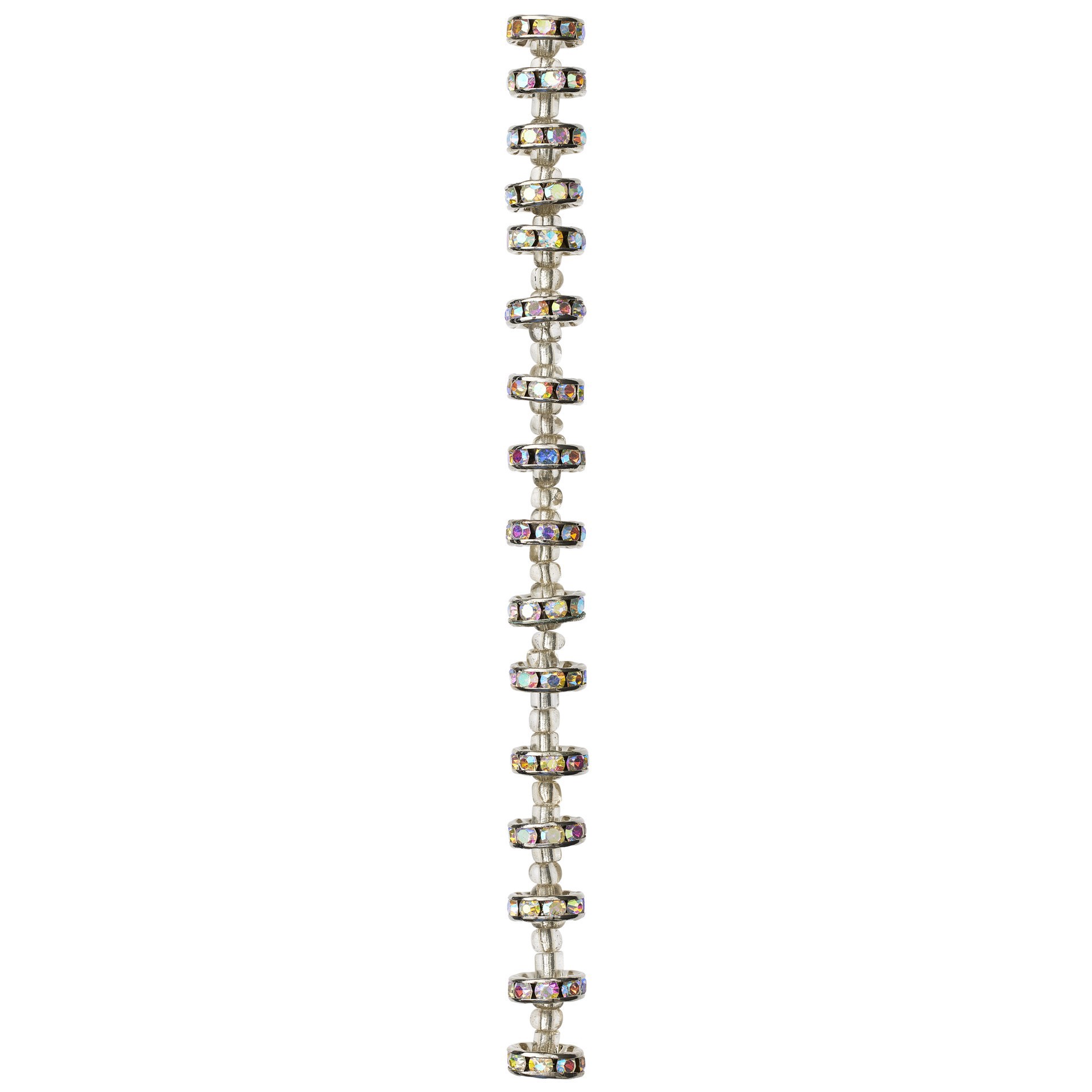 slide 3 of 3, Rhodium With Multicolor Rhinestone Round Beads, 10mm By Bead Landing, 10mm