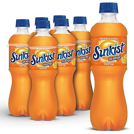 slide 1 of 1, Sunkist Orange Soda Bottle - 6-16.9 Fl. Oz., 101.4 fl oz