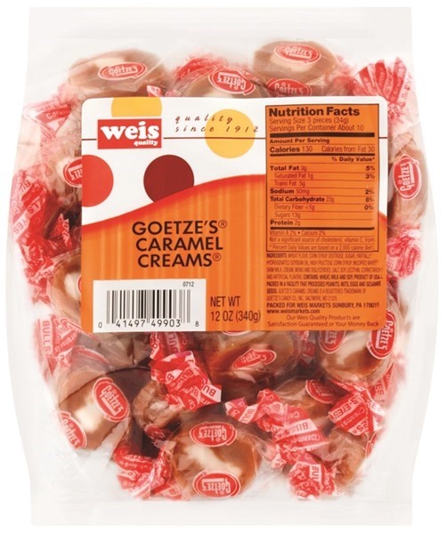 slide 1 of 1, Weis Quality Goetze's Caramel Creams Candy, 12 oz