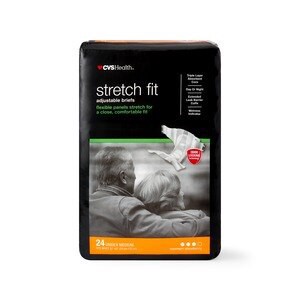 slide 1 of 1, CVS Health Stretch Fit Adjustable Briefs Maximum Absorbency, Medium, 24 ct