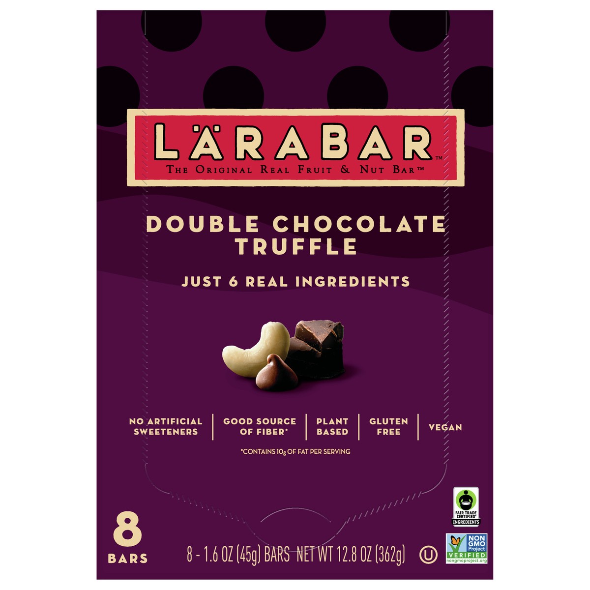 slide 1 of 9, LÄRABAR Double Chocolate Truffle, Gluten Free Vegan Fruit & Nut Bars- 8 ct, 8 ct