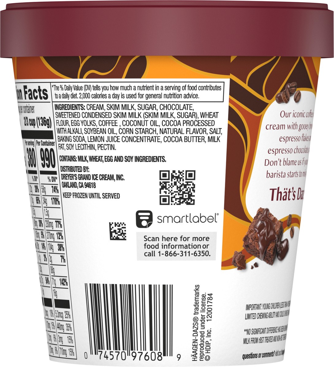 slide 5 of 9, Häagen-Dazs Brownie Coffee Chocolate Ice Cream 14 fl oz, 14 fl oz