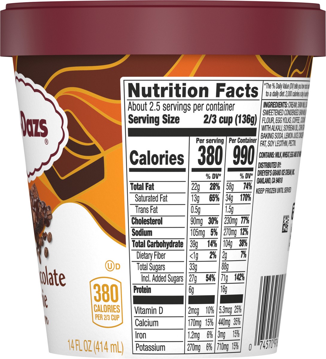 slide 8 of 9, Häagen-Dazs Brownie Coffee Chocolate Ice Cream 14 fl oz, 14 fl oz