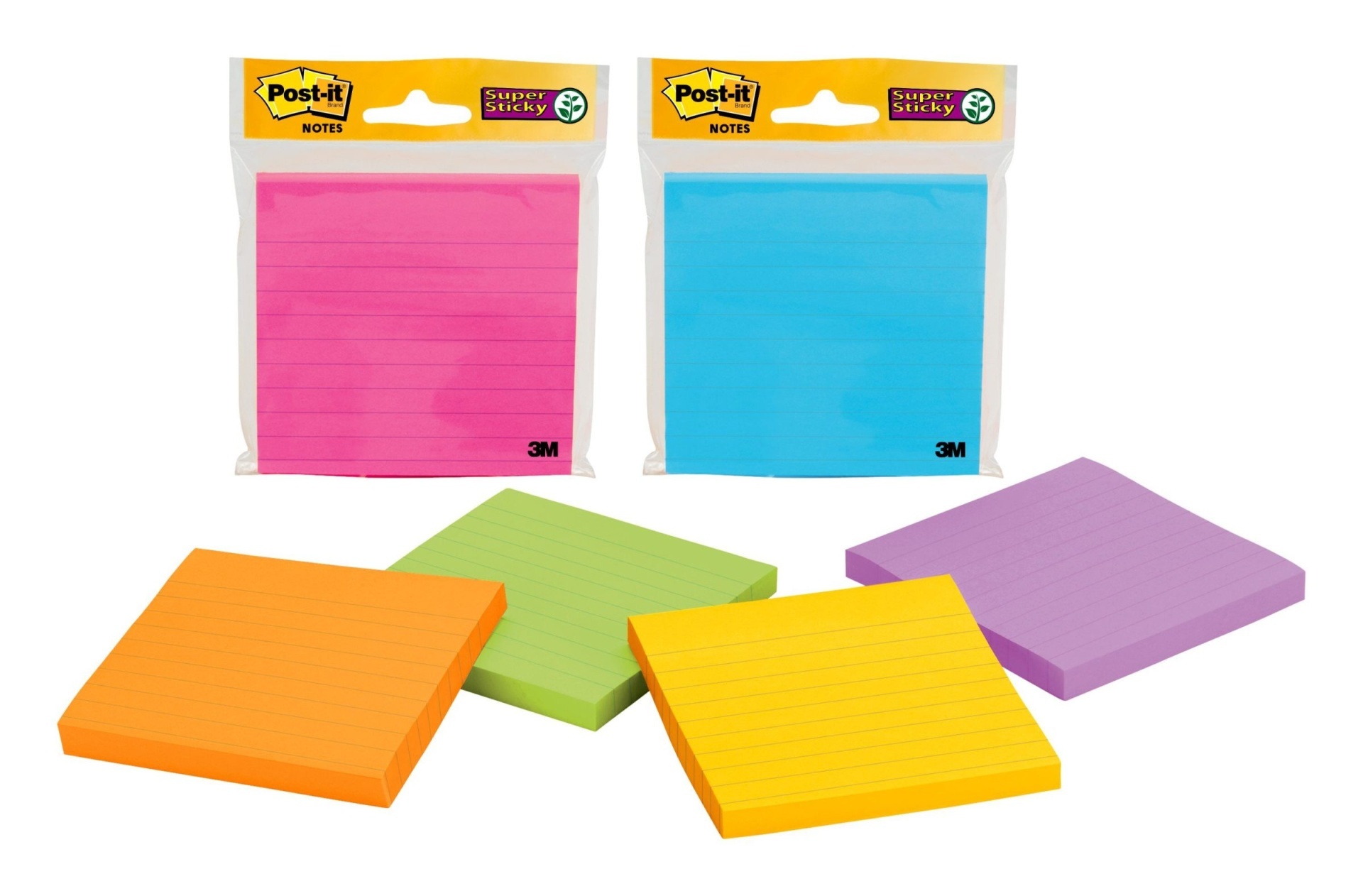 slide 1 of 1, Post-it Lined Super Sticky Notes Multicolor , 90 ct