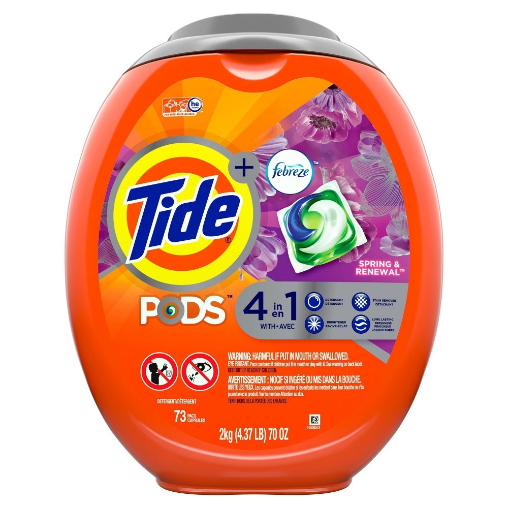 slide 3 of 3, Tide Pods Scent 4-in-1 with Febreze HE Compatible Laundry Detergent Pacs - Spring & Renewal - 62oz/73ct, 62 oz, 73 ct