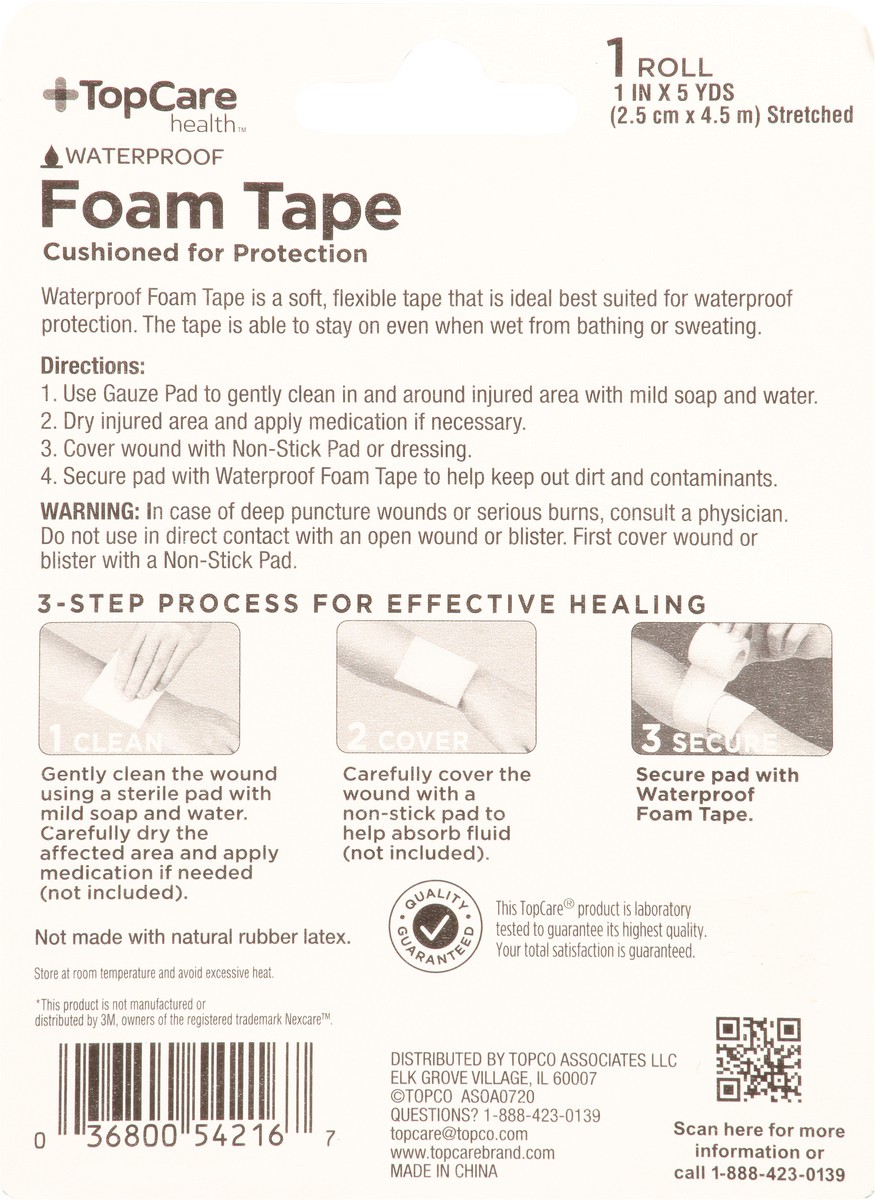 slide 9 of 9, TopCare Health Waterproof Foam Tape 1 ea, 1 ct