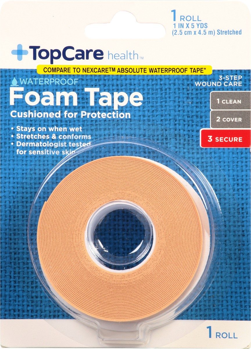 slide 6 of 9, TopCare Health Waterproof Foam Tape 1 ea, 1 ct
