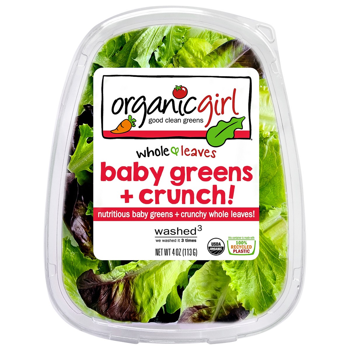 slide 1 of 3, Organic Girl Whole & Leaves Baby Greens + Crunch! 4 oz, 4 oz