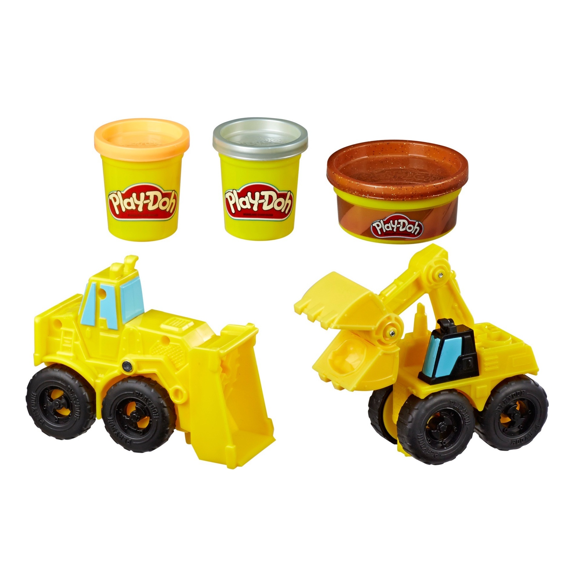 slide 1 of 8, Play-Doh Wheels Excavator and Loader Toy Construction Trucks, 1 ct