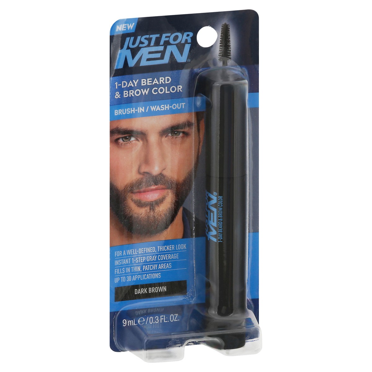 slide 5 of 9, Just for Men Dark Brown Brush-In/Wash-Out 1-Day Beard & Brow Color 0.3 fl oz, 0.3 fl oz