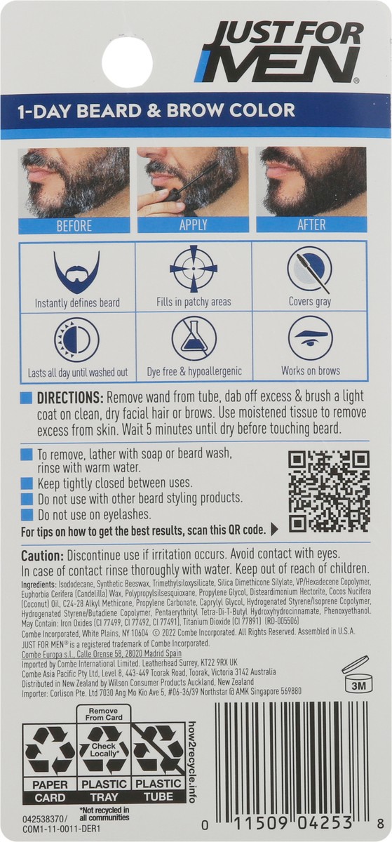 slide 9 of 9, Just for Men Dark Brown Brush-In/Wash-Out 1-Day Beard & Brow Color 0.3 fl oz, 0.3 fl oz