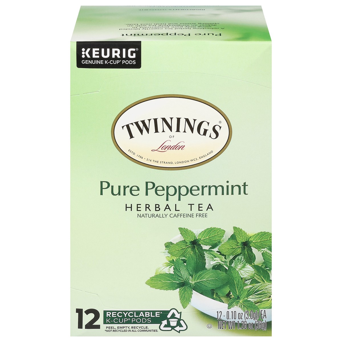 slide 1 of 9, Twinings Pure Peppermint Herbal Tea 12 - 0.10 oz K-Cup Pods, 12 ct