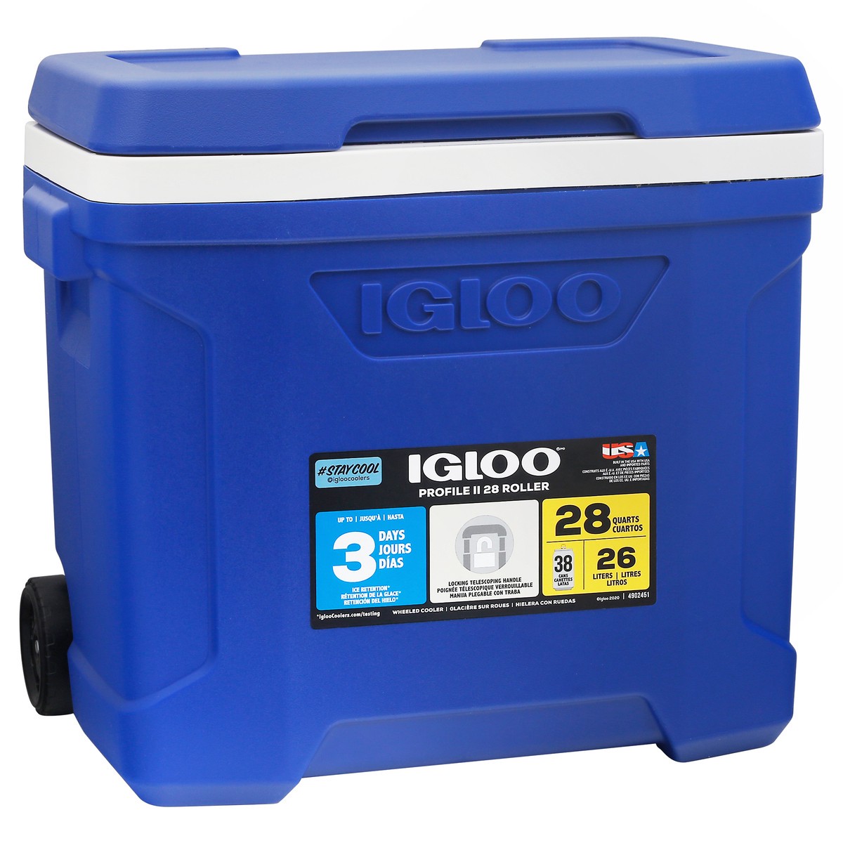 slide 8 of 9, Igloo 28 Quart Blue Profile II 28 Roller Wheeled Cooler 1 ea, 28 qt