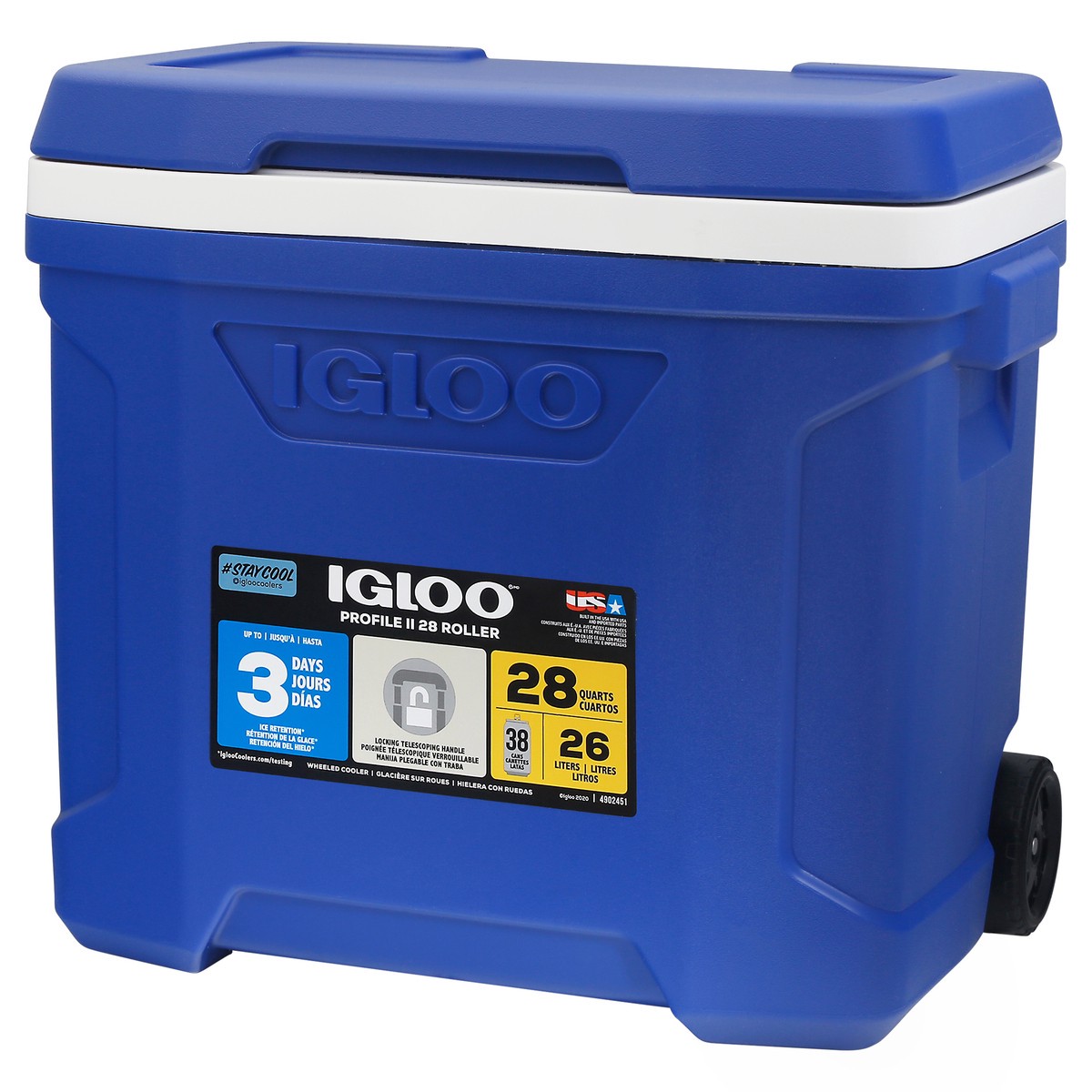 slide 6 of 9, Igloo 28 Quart Blue Profile II 28 Roller Wheeled Cooler 1 ea, 28 qt