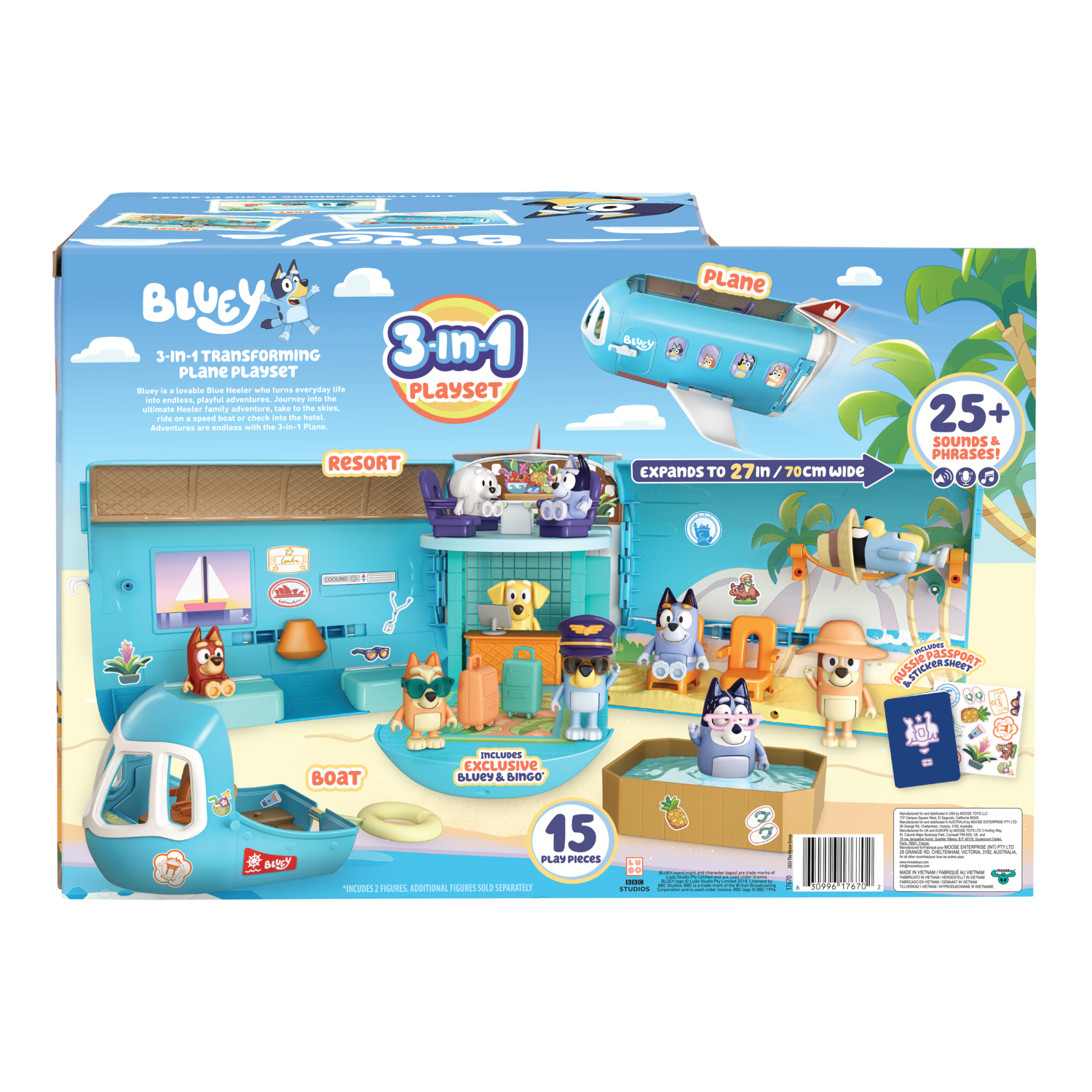 slide 3 of 6, Bluey 3-in-1 Airplane Playset, 1 ct