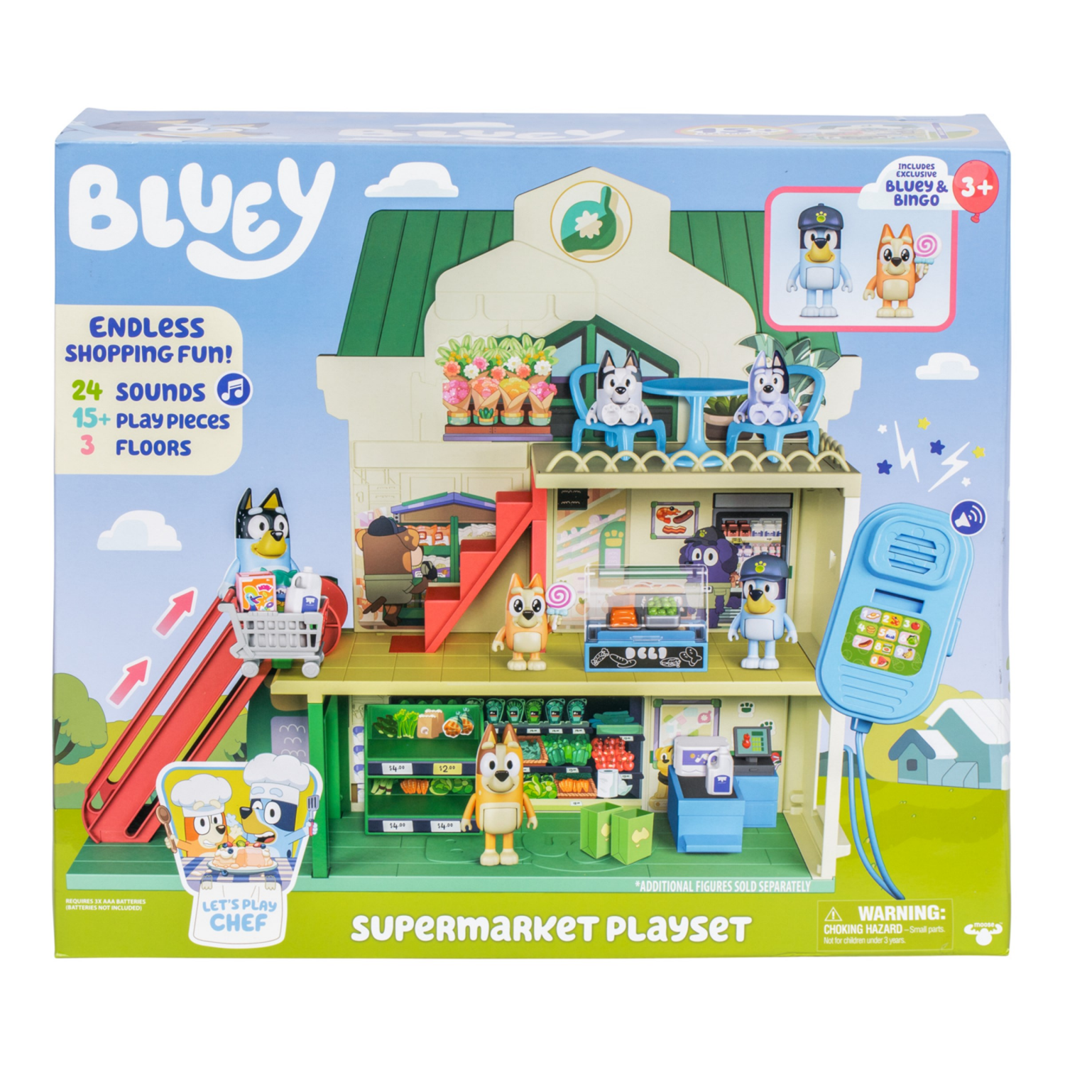 slide 4 of 8, Bluey Let's Play Chef Supermarket Playset - 22pk, 22 ct