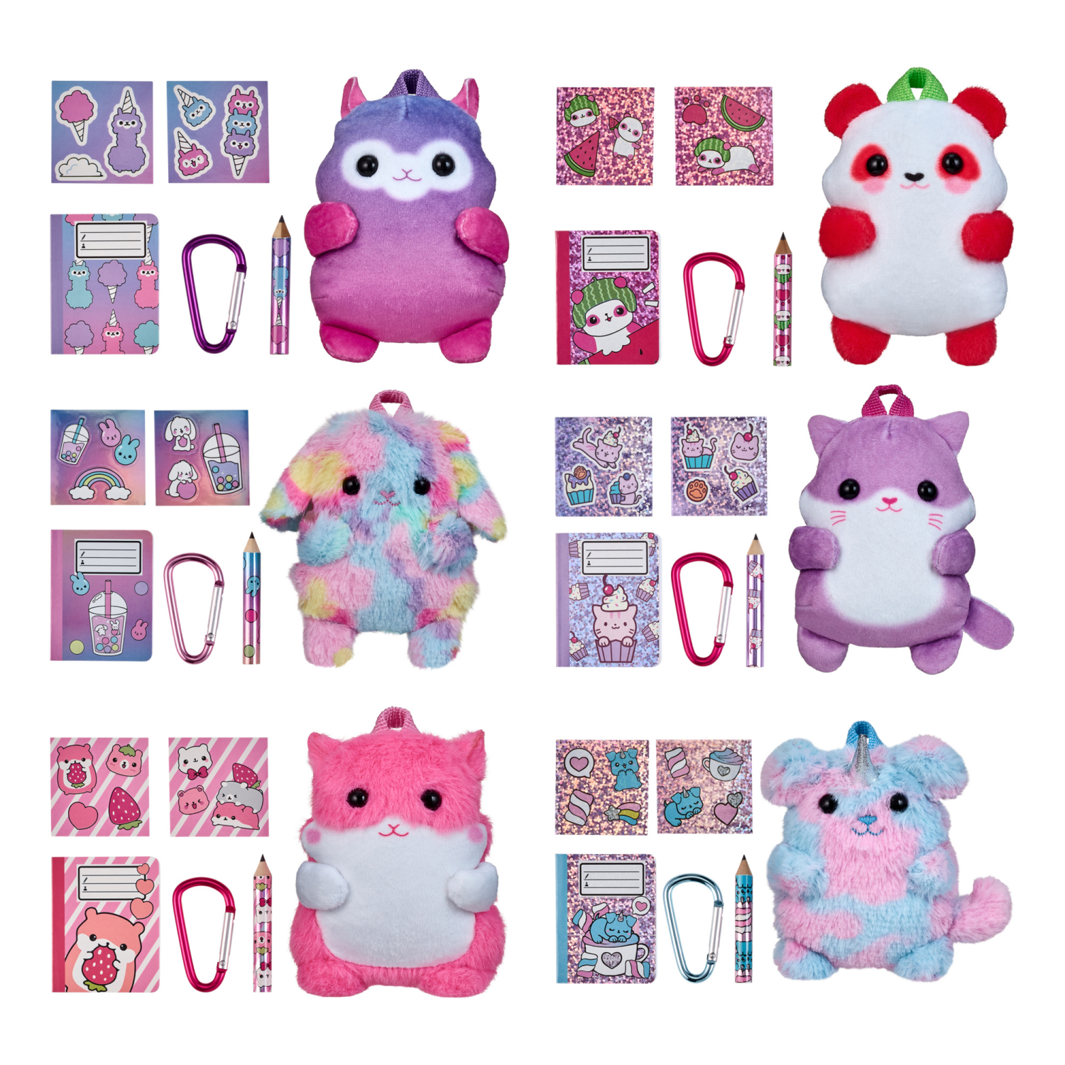 slide 2 of 2, Real Littles - Plushie Pet Backpacks. Soft, Fluffy, Animal Micro Backpack With 4 Real Working Micro Stationery Surprises Inside!, 1 ct