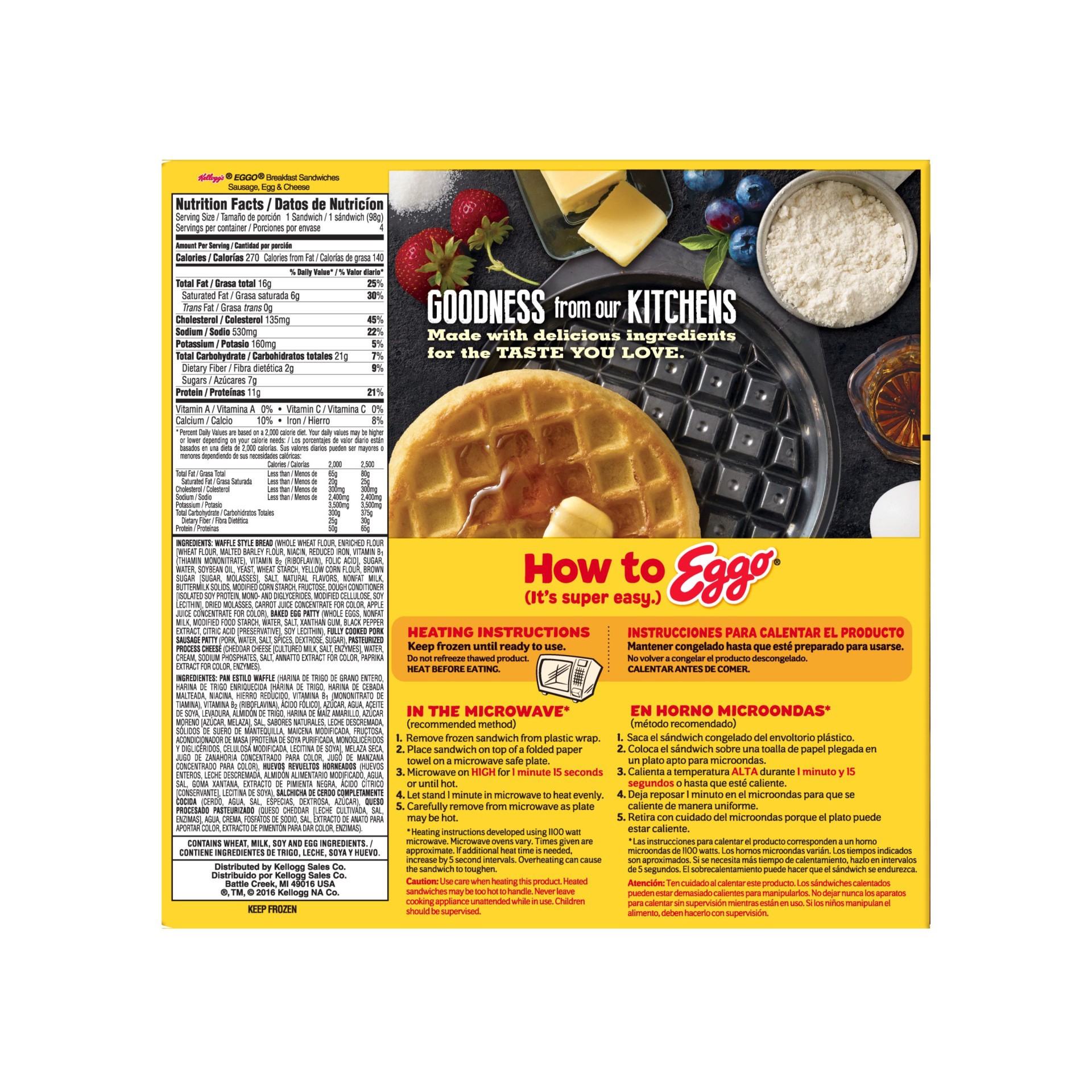 slide 7 of 7, Eggo Sausage Egg Cheese Breakfast Sandwich, 4 ct; 13.8 oz